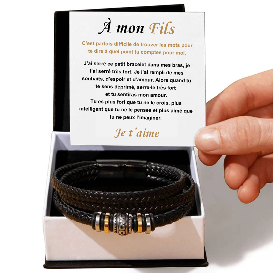 Bracelet en cuir de luxe - A Mon Fils